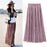 VenusFox Vintage Metallic High Waist Pleated Long Skirt