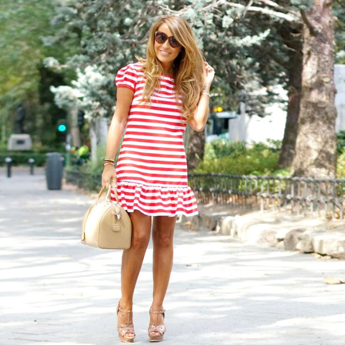 Mom and daughter matching striped dress