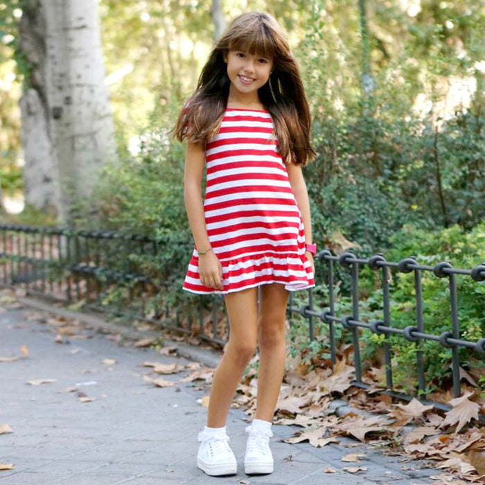 Mom and daughter matching striped dress