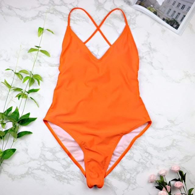 Sexy high cut one piece Backless thong Bathing suit