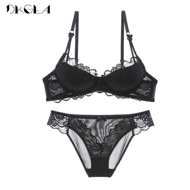 VenusFox Embroidery Push Up Bras Lace Lingerie Set