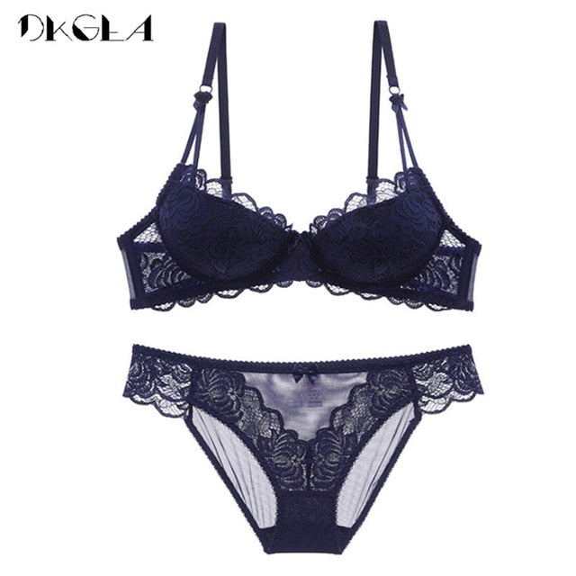 VenusFox Embroidery Push Up Bras Lace Lingerie Set
