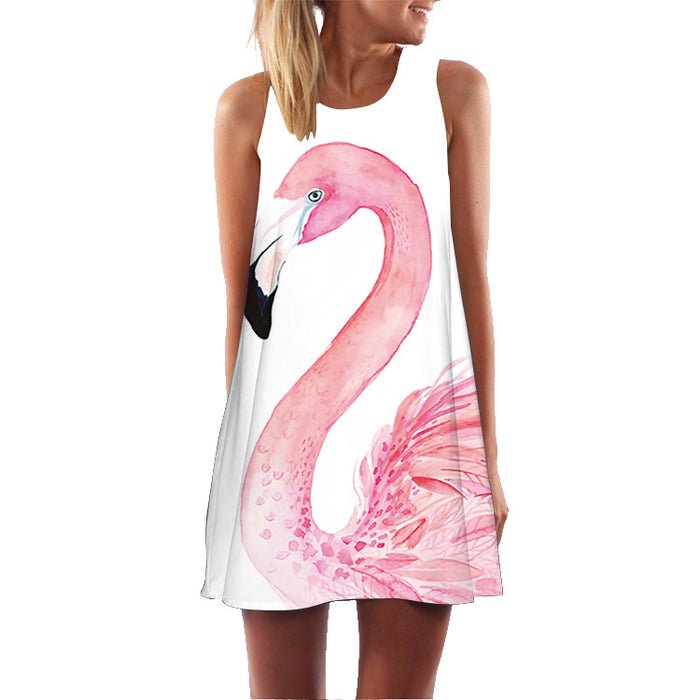 VenusFox Floral Printed Flamingo Mini Dress