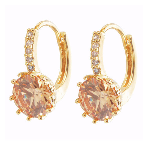 Luxury 12 Colors Round With Cubic Zircon Charm Flower Earrings