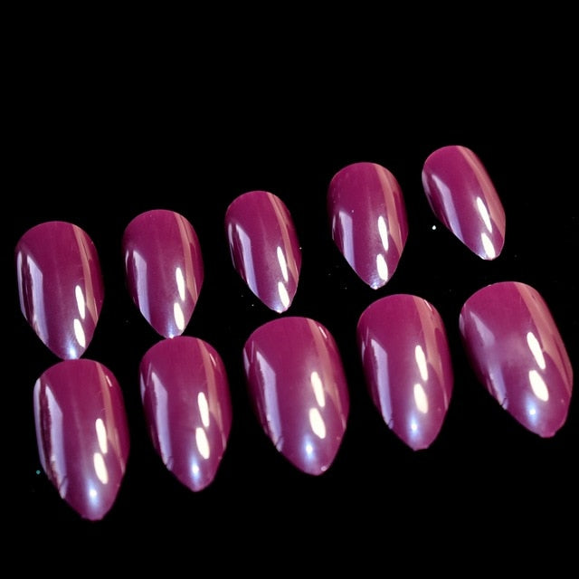 24pcs Fashion Candy Red Stiletto Pointed Sharp False Nails for daily wear
