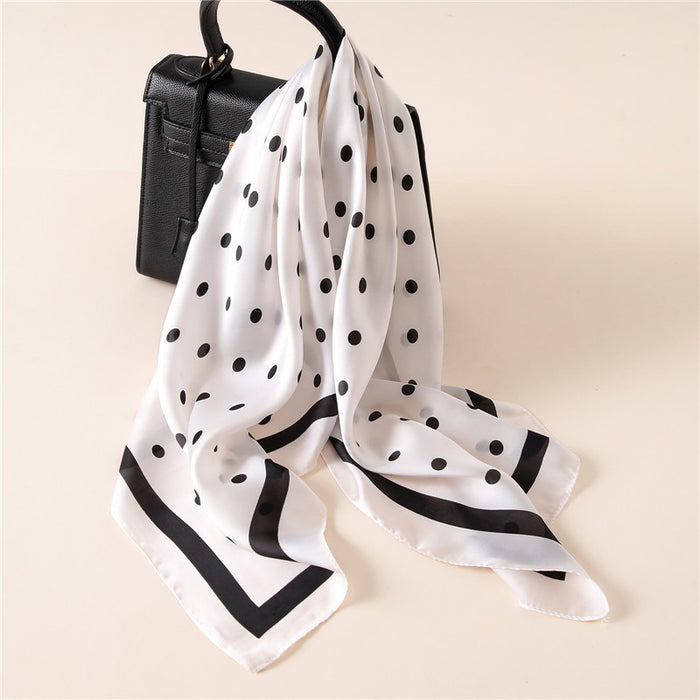 Women Fashion Luxury Striped Dots Pure Silk Foulard Square Head Scarf