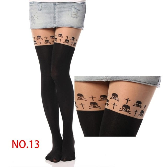 VenusFox 20 Styles Women Print Cartoon Cat Pattern Tights Pantyhose Stockings