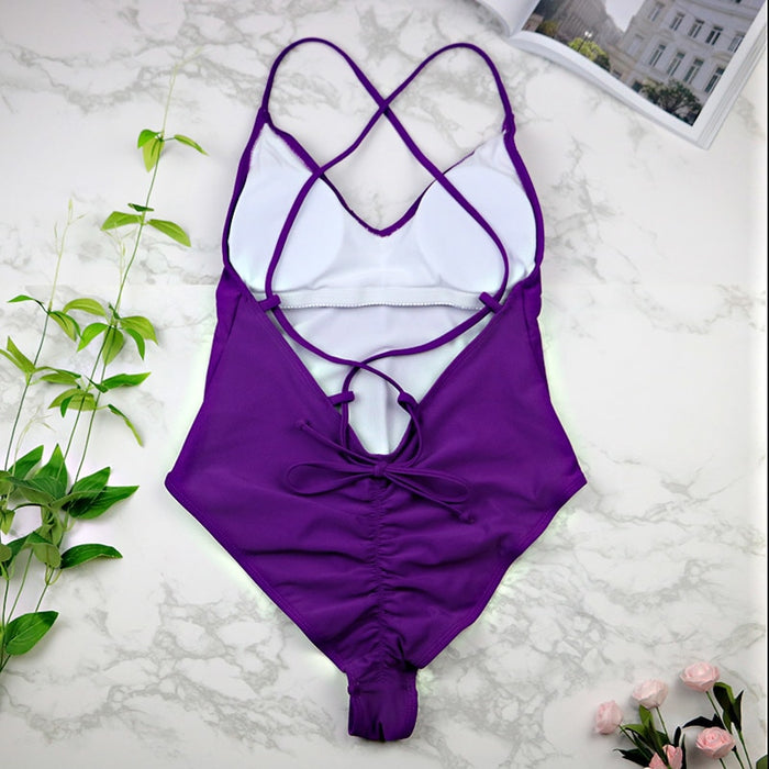 Sexy high cut one piece Backless thong Bathing suit
