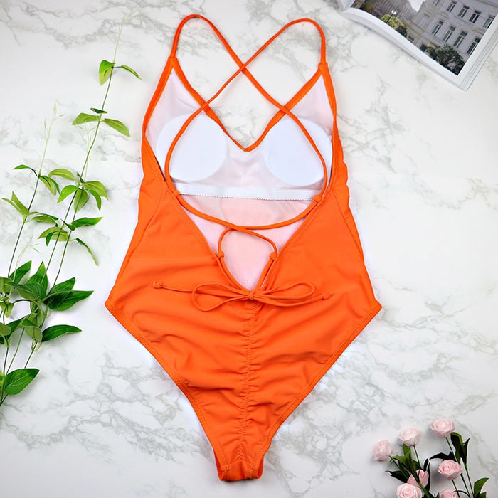 Sexy high cut one piece Backless thong Bathing suit