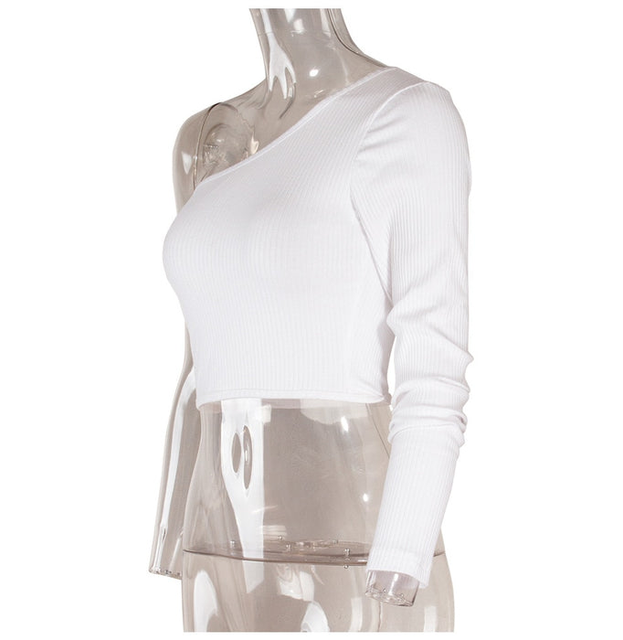 VenusFox Off Shoulder Knitted Crop Elastic Short Tops Streetwear Cropped Camis