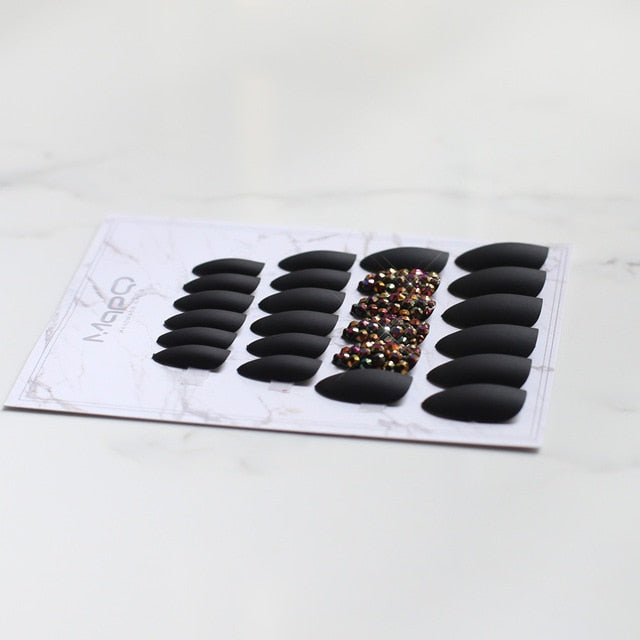 Matte Press On Nails Bling crystal Nail Art False Short Pointed nails