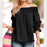 VenusFox Womens Off Shoulder Bowknot Slash Casual Loose Tops Blouse