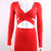 VenusFox Red Black White Long Sleeve Elastic Cotton Warm Party Dresses