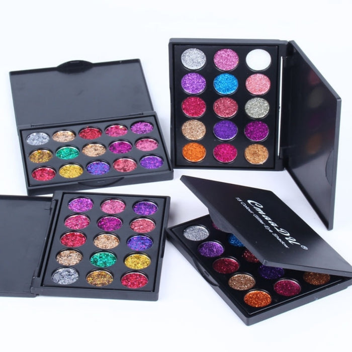 Natural Waterproof Glitter Eyeshadow Palette Shining Metals Powder Shimmer Pigments Kits 15 Colors