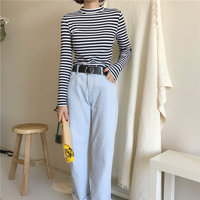 VenusFox Long Sleeve Harajuku Striped T Shirts