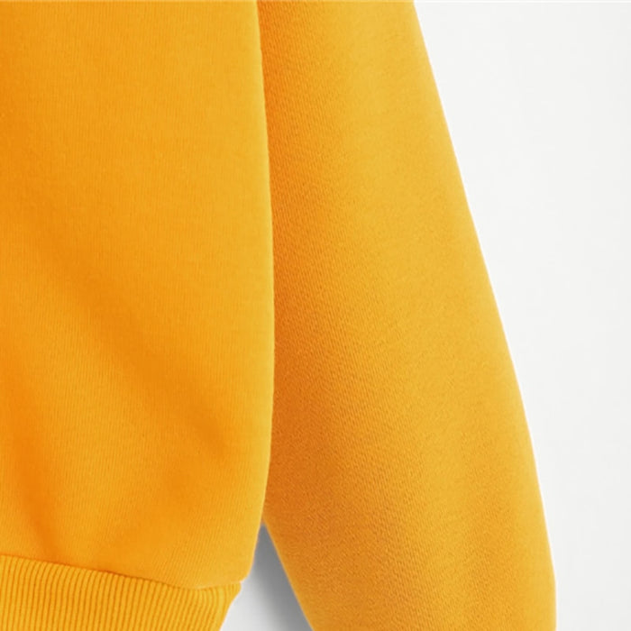 VenusFox Planet Print Yellow Pullovers Hooded Sweatshirt