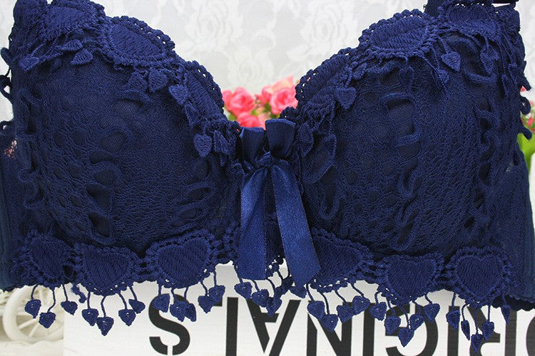 VenusFox Embroidery Tassel Lingerie Brassiere Underwear Push Up bra brief sets