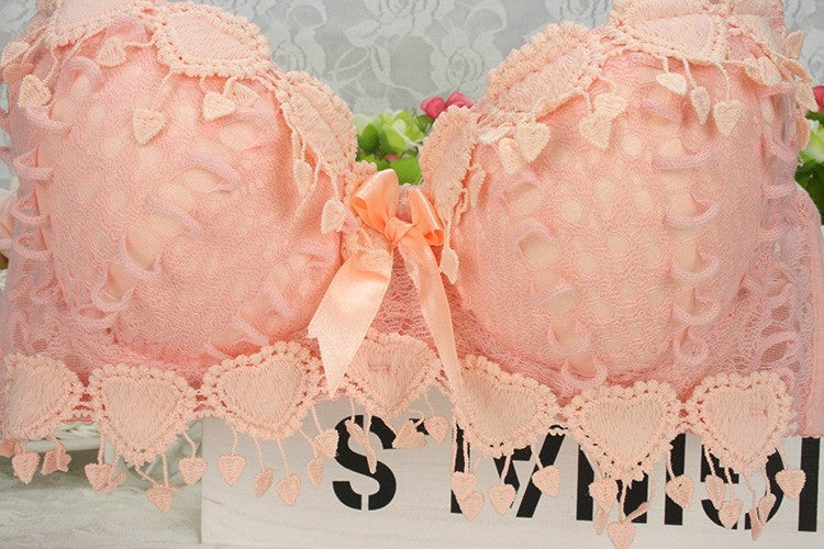 VenusFox Embroidery Tassel Lingerie Brassiere Underwear Push Up bra brief sets