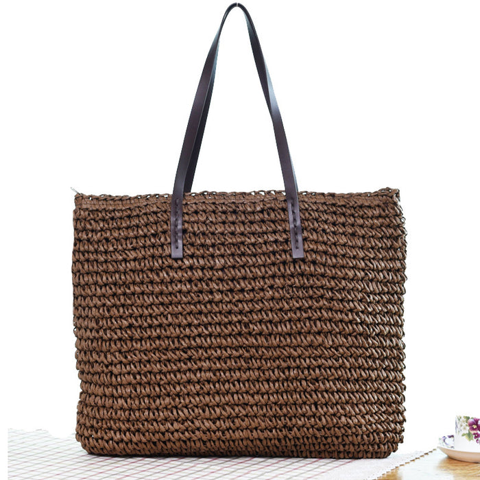 Women Summer Rattan Woven Knitted Straw Totes