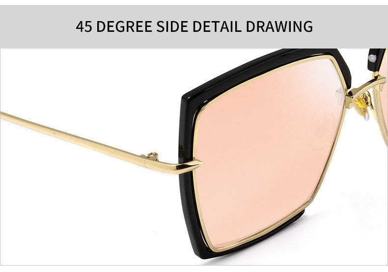 Woman Fashion Cat Eye Square Mirror Pink Sunglasses