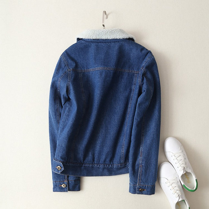 VenusFox lambswool Denim Jacket with Pockets