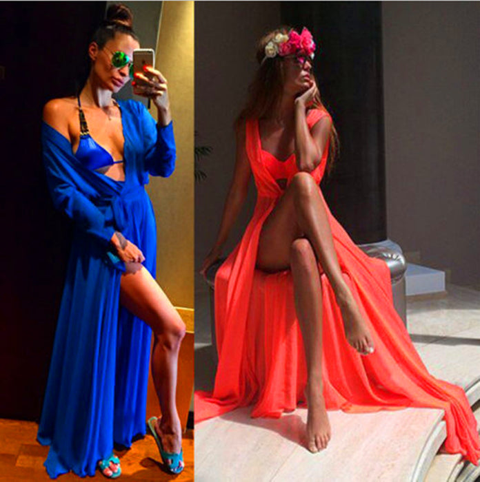 One Size Beach Cover up Candy Color Kaftan Dress