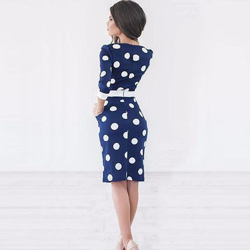 VenusFox Women Polka Dot Vintage Bodycon Dress