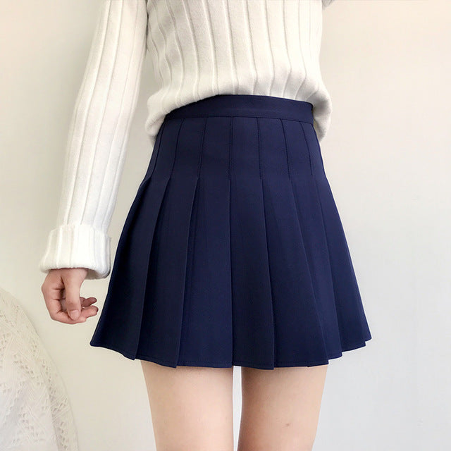 VenusFox High Waist Lolita Pleated A-line Mini Skirts Plus Size