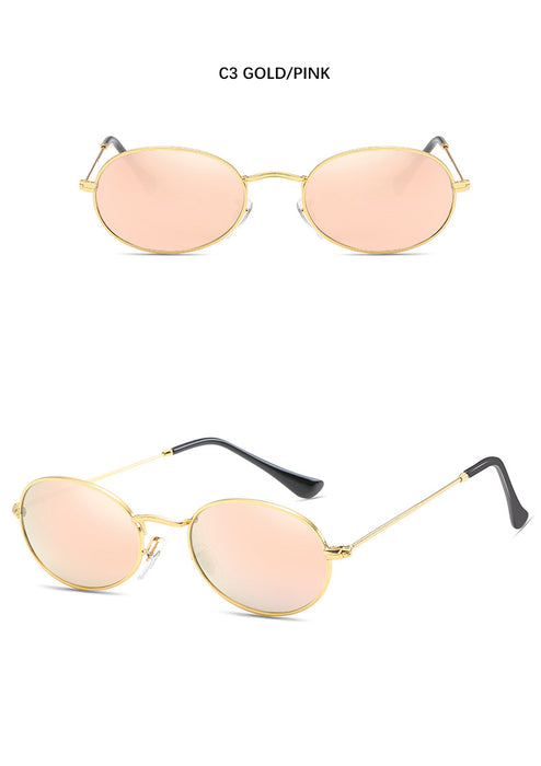 Women Cute Sexy Retro Oval Gold Black Sunglasses