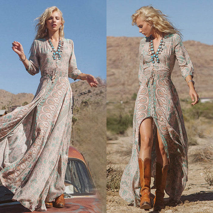 VenusFox Women Summer Boho Long Maxi Dress