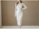 VenusFox Women's Sexy Long Sleeve Bandage Bodycon White Pencil Lace Dress
