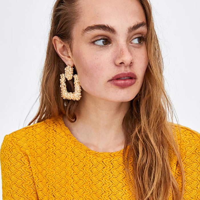 Vintage Gold Metal Drop Earrings