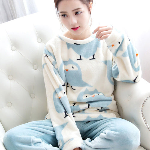 VenusFox Thick Warm Coral Velvet Pajamas Sets