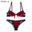 VenusFox Luxury Embroidery Lace Bra Bow and Panty Set