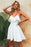 VenusFox Summer Straps Beach Chiffon Lace Up Ruffles Mini Dress