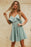 VenusFox Summer Straps Beach Chiffon Lace Up Ruffles Mini Dress