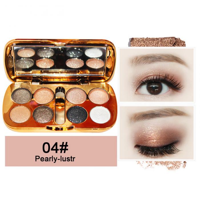 Glitter Eyeshadow With Brush Shiny Eye Shadow Palette 8 Colors