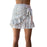 VenusFox Ruffle Vintage White Print Short Summer Skirt