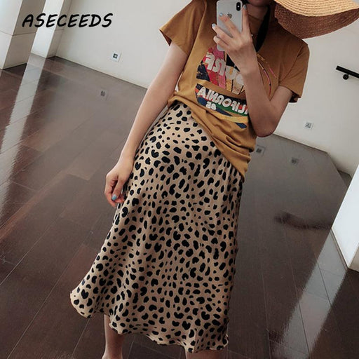 VenusFox boho bodycon leopard print high waist midi skirts