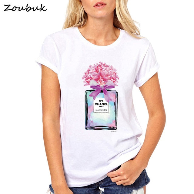 VenusFox Flower Perfume White t shirt