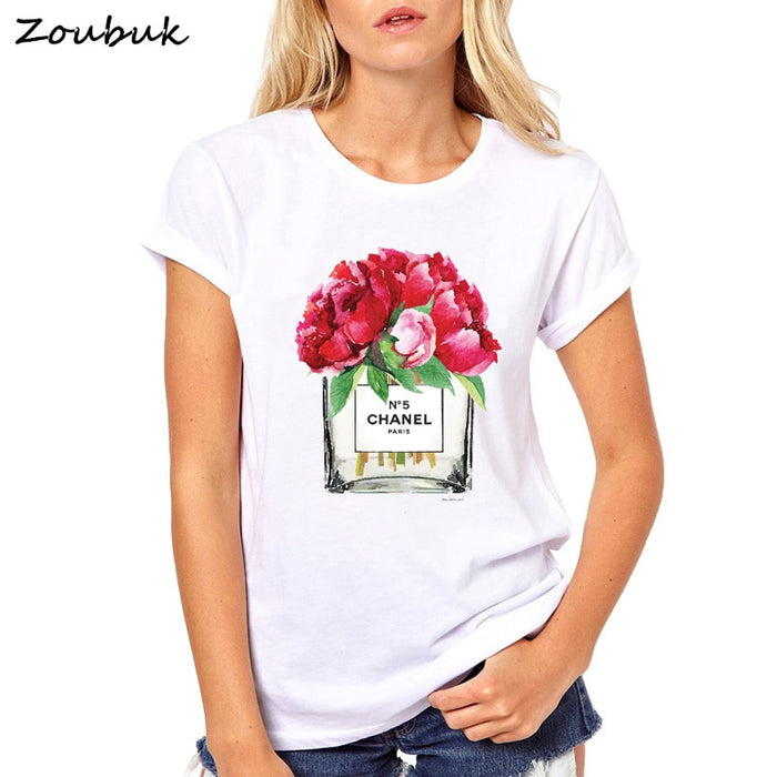 VenusFox Flower Perfume White t shirt