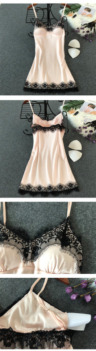 VenusFox Women's Silk Lace Nightgown Sleepwear Babydoll Nightie Satin
