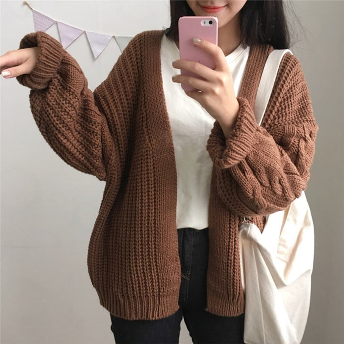 VenusFox  Knitted Long Sleeve Sweater Cardigan