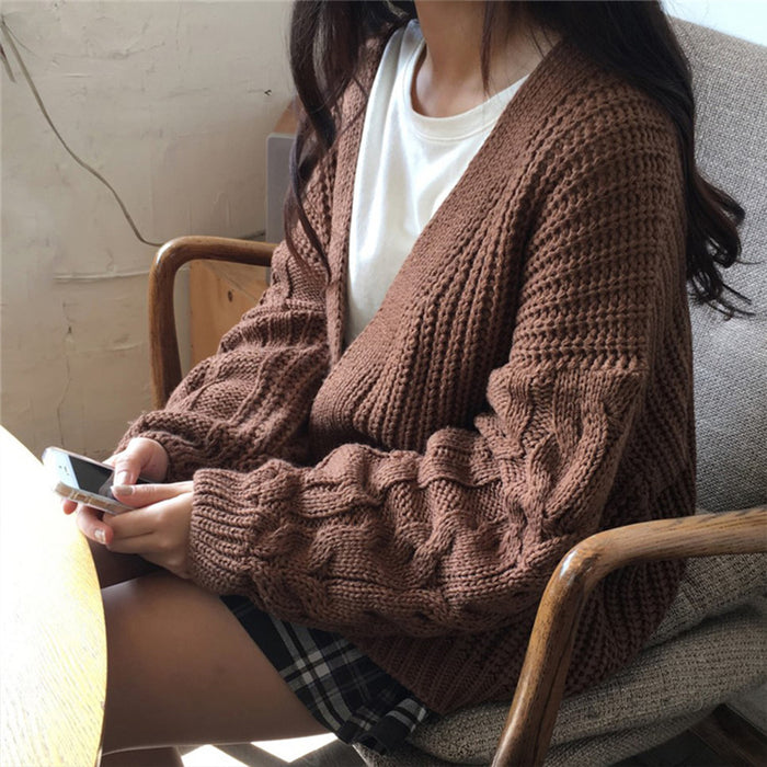 VenusFox  Knitted Long Sleeve Sweater Cardigan