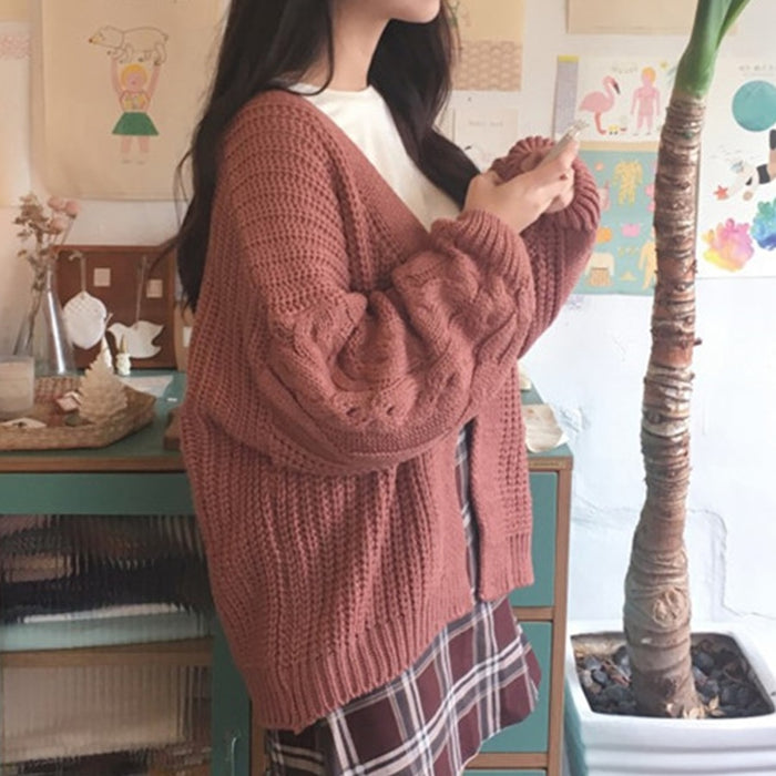 VenusFox  Knitted Long Sleeve Sweater Cardigan