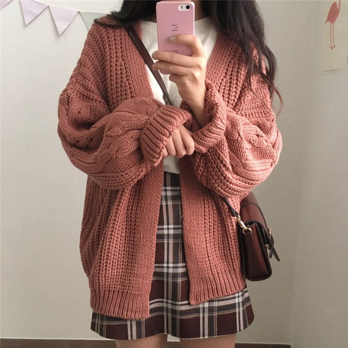 VenusFox  Knitted Long Sleeve Sweater Cardigan
