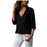 VenusFox Long Sleeve Solid V-Neck Chiffon Blouse Tops Shirts Blouse