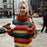 VenusFox Rainbow turtleneck striped knitted sweaters jumpers oversized pullover