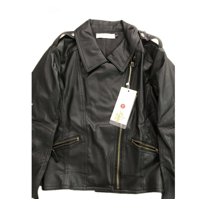VenusFox Zipper Faux Leather Jackets plus Sizes