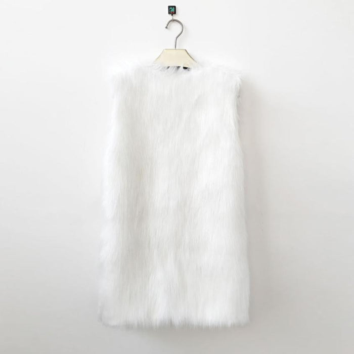 VenusFox Warm Sleeveless White Vest Faux Fur Jacket